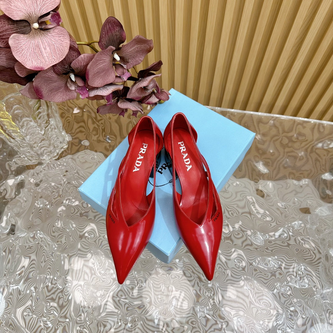 Luxury PradaSTRAP CUT-OUT PUMPS CRIMSON CALFSKIN