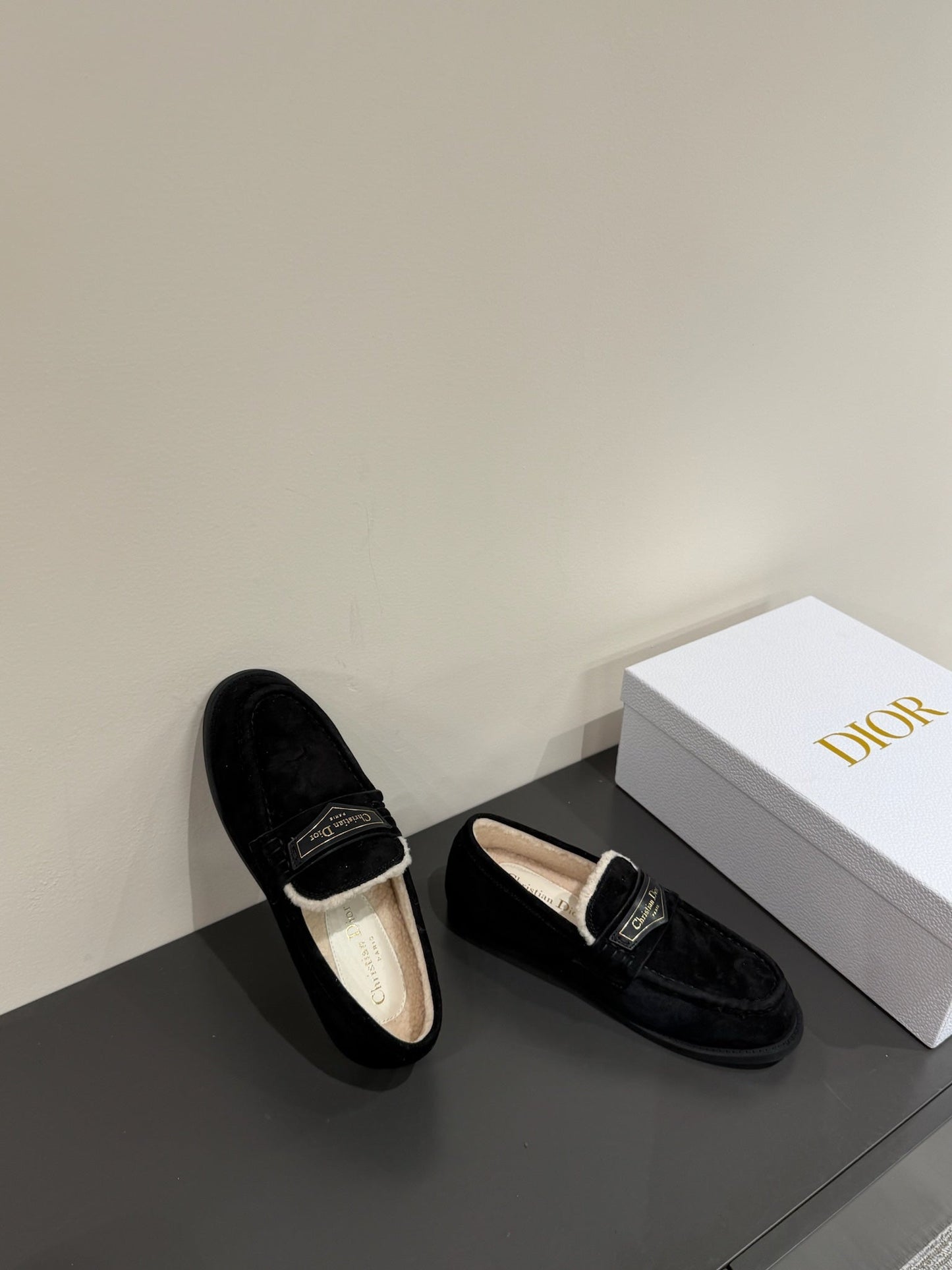 Luxury DiorLoafers In Black Suede And Fleece Lining 109293
