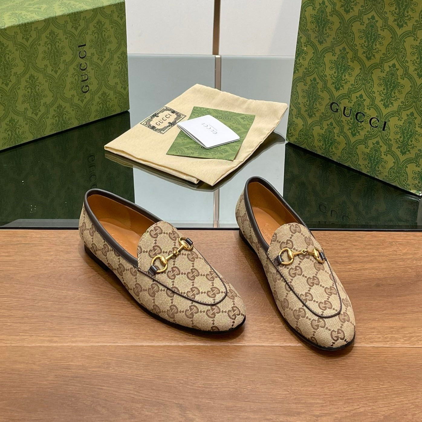Luxury Gucci GG JORDAAN LOAFER LIGHT BROWN WOVEN FABRIC