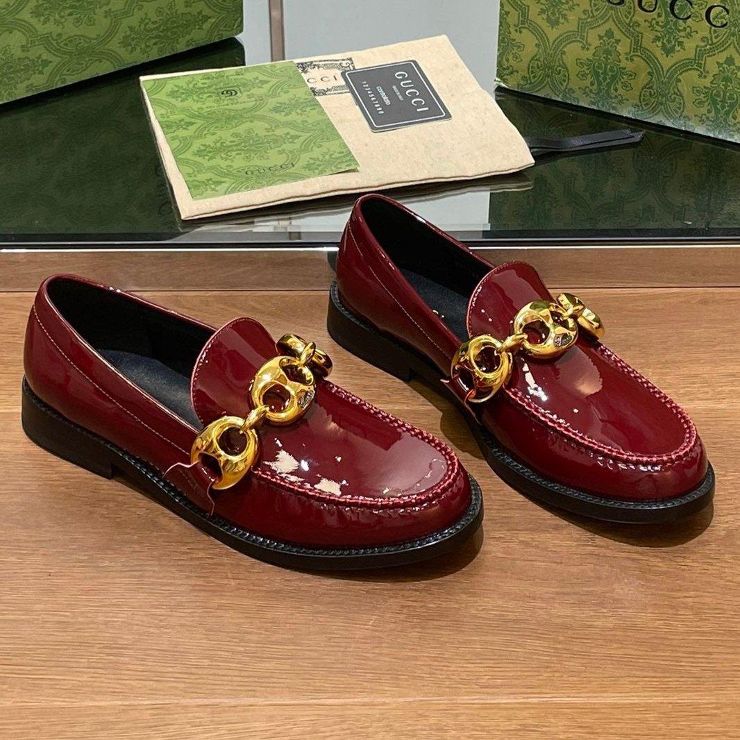 Luxury Gucci GG LOAFER SHOES IN BLOOD RED CALFSKIN