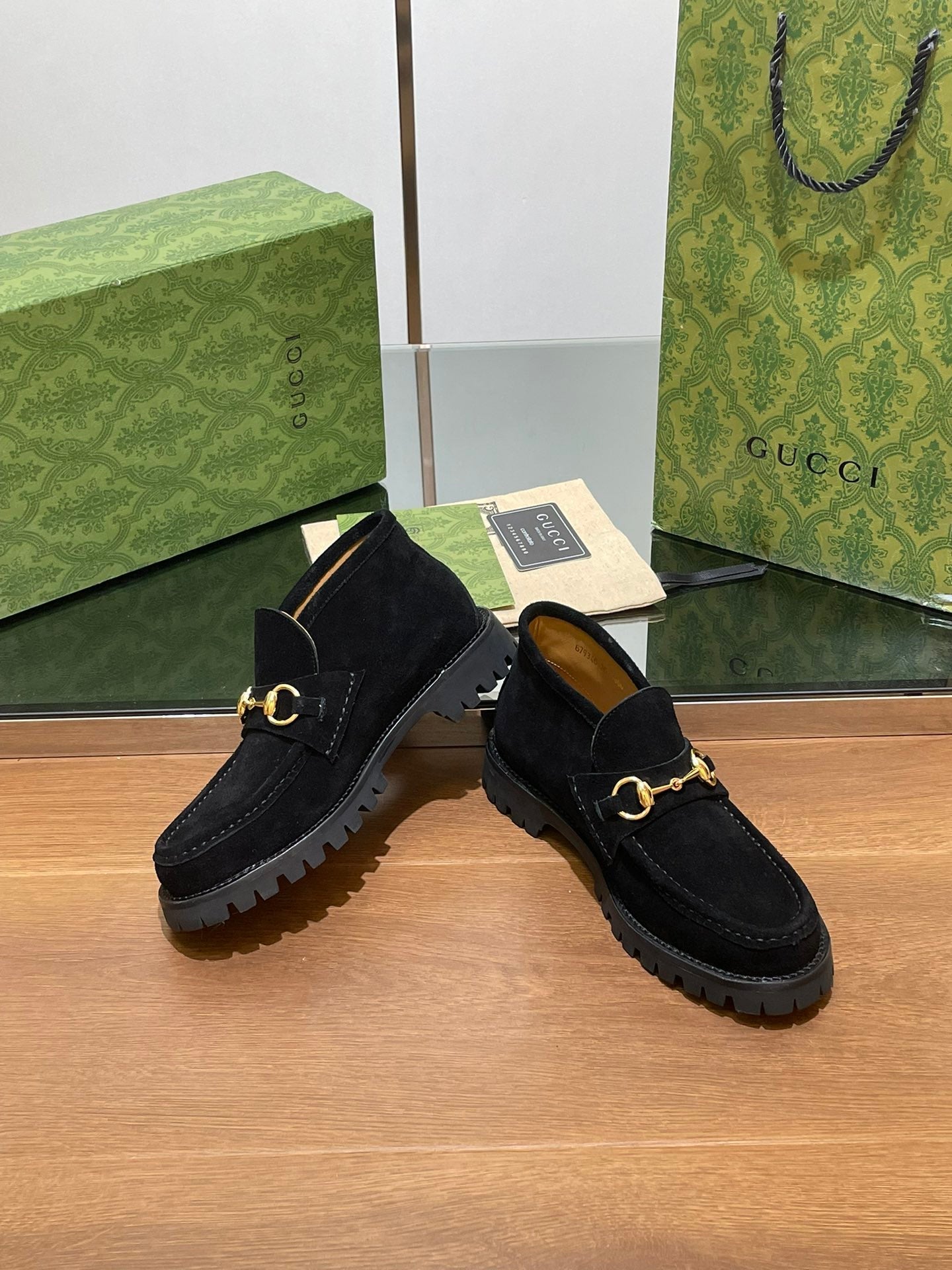 Luxury Gucci GG Ankle Boot With Horsebit 15 Black Suede