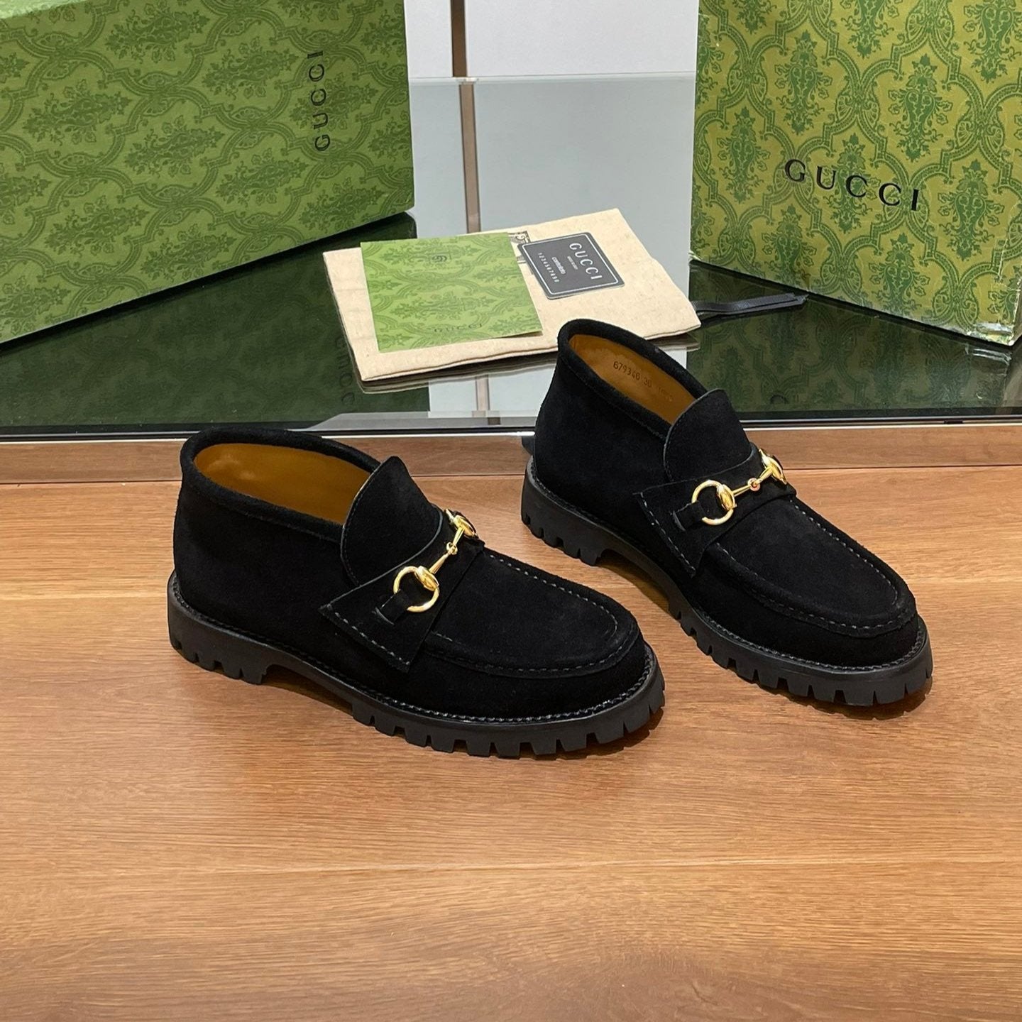 Luxury Gucci GG Ankle Boot With Horsebit 15 Black Suede
