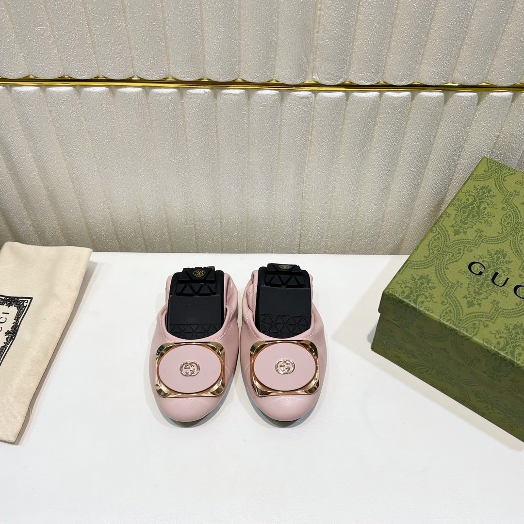 Luxury Gucci GG BALLET SUPER SLIM PASTEL PINK LAMBSKIN