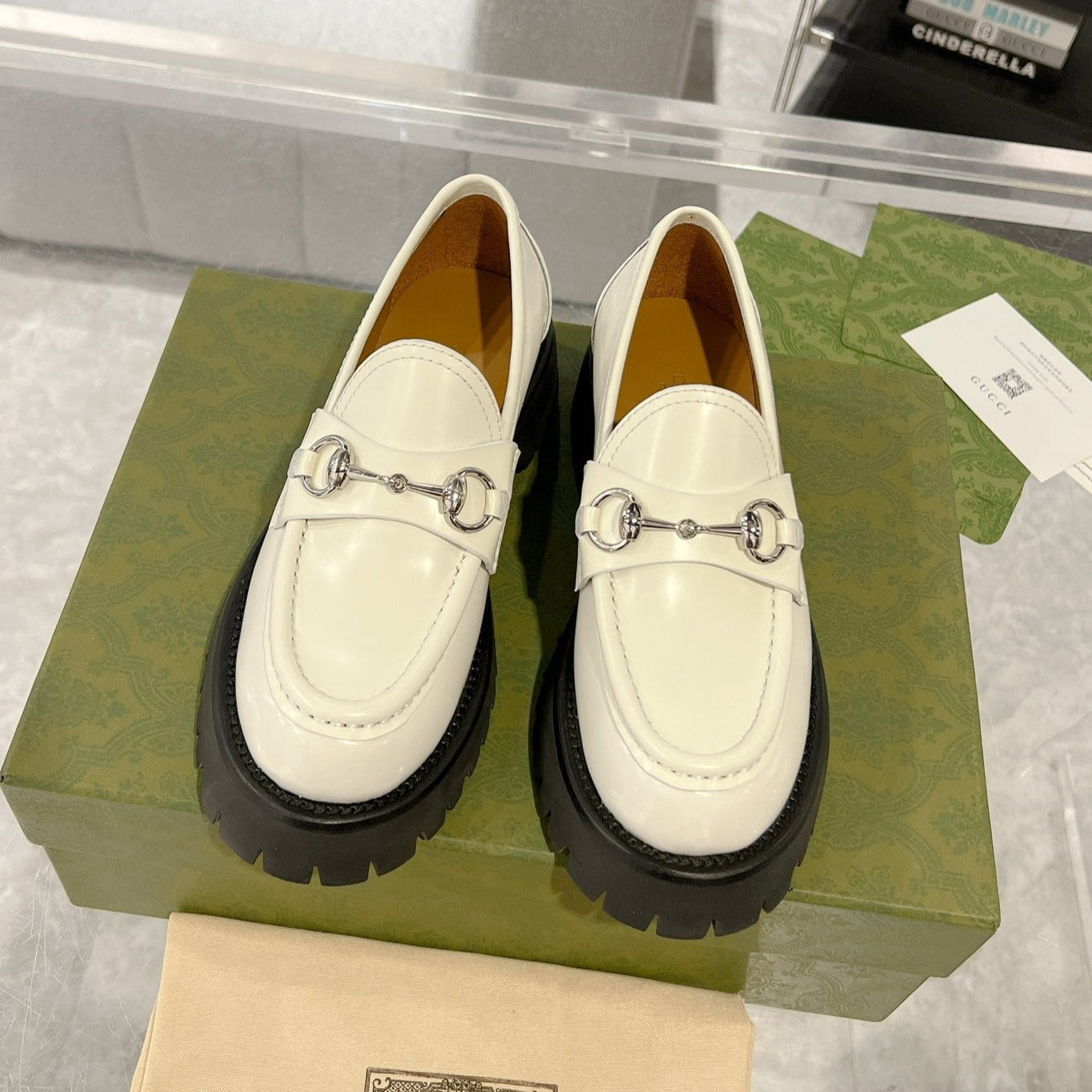 Luxury Gucci GG LOAFER WITH HORSEBIT WHITE CALFSKIN