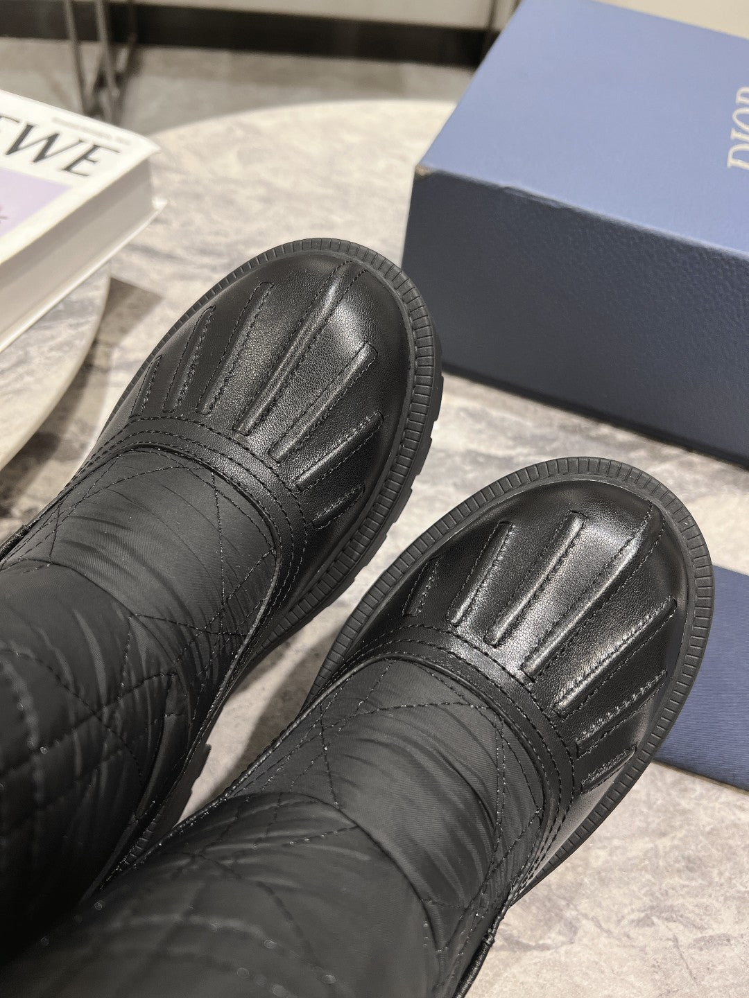 Luxury DiorFrozen-D Ankle Boot Black Fleece Lining And Mackintosh And Calfskin