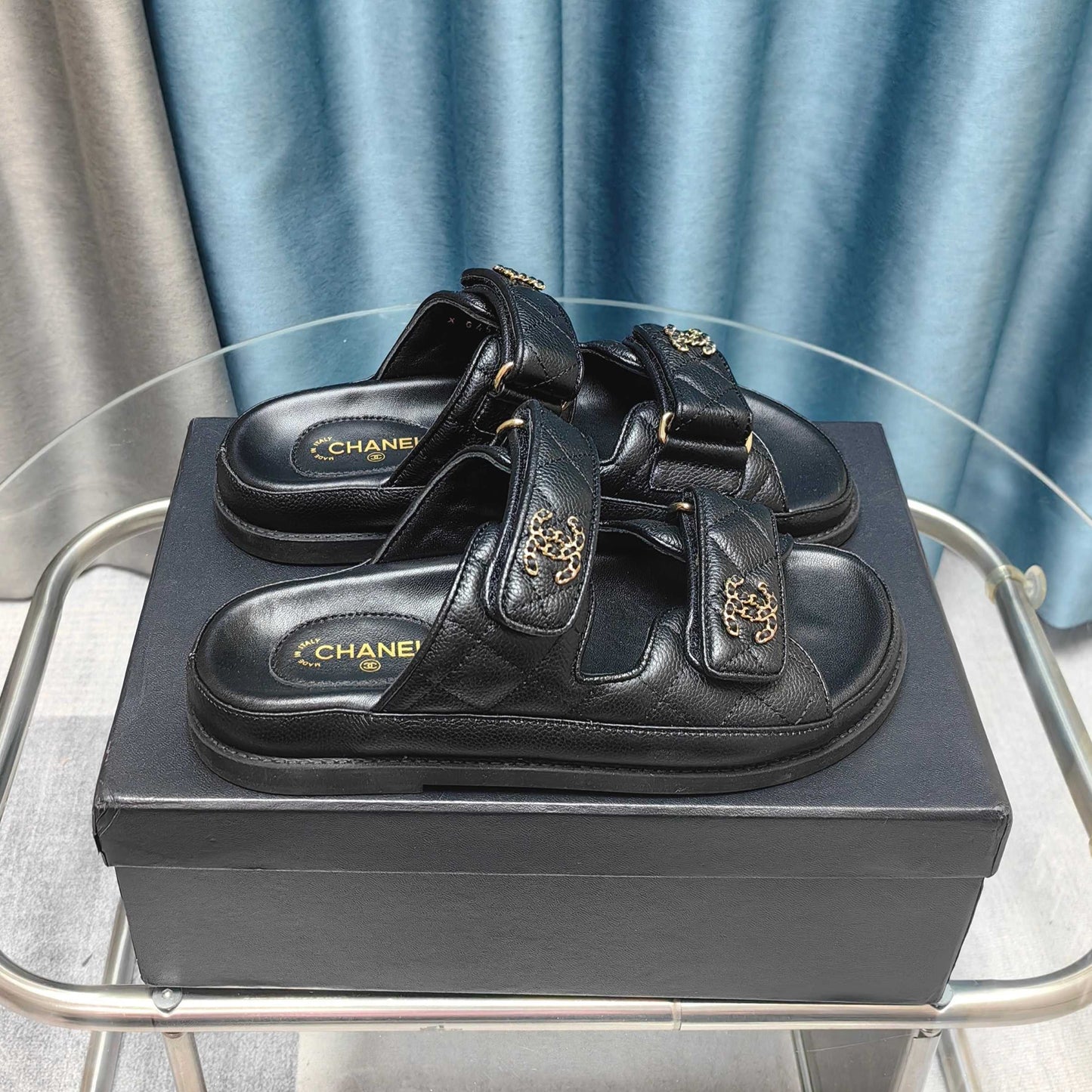 Luxury Chanel 25C Dad Mule Black Grained Calfskin