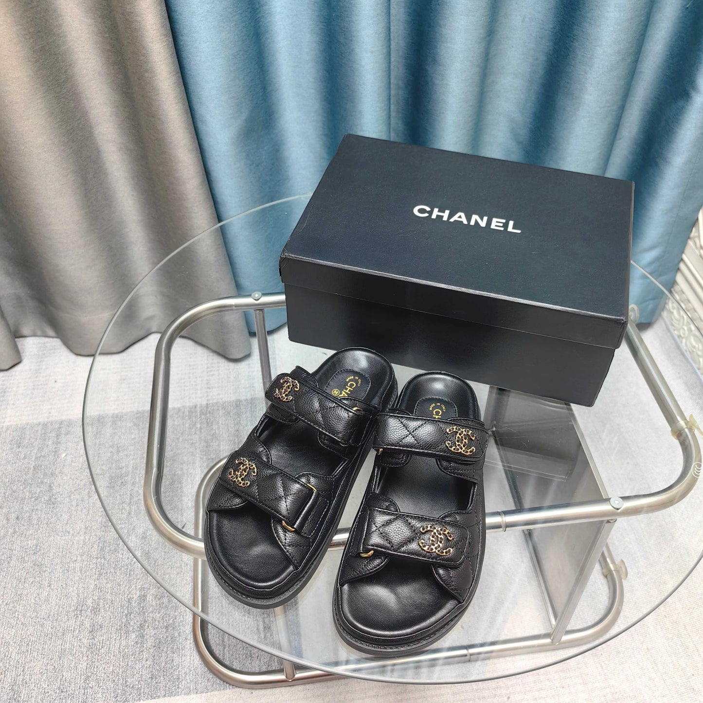 Luxury Chanel 25C Dad Mule Black Grained Calfskin