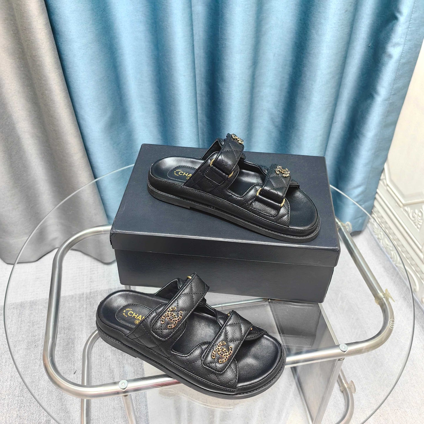 Luxury Chanel 25C Dad Mule Black Grained Calfskin