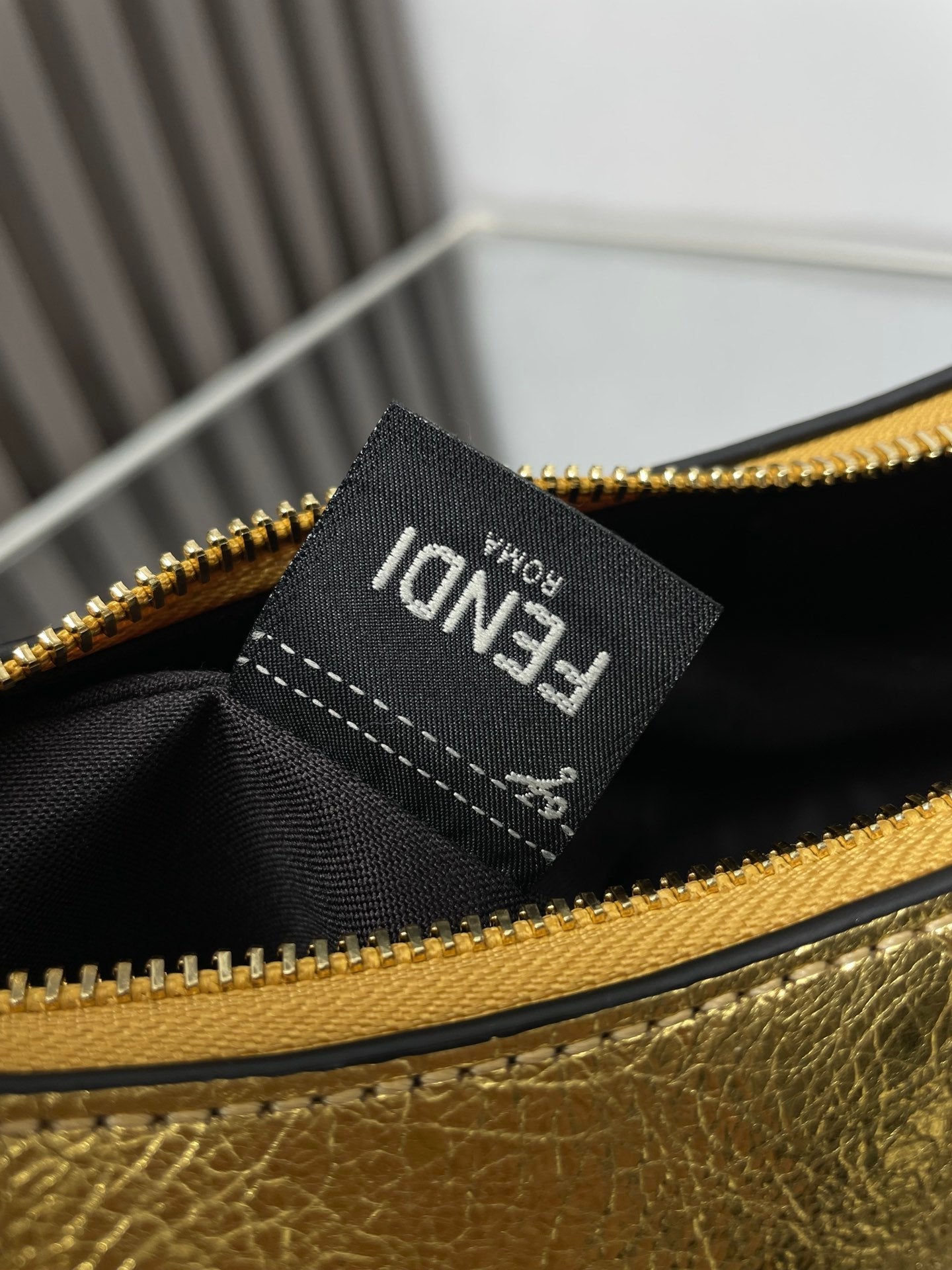 Luxury FendiFENDIGRAPHY MEDIUM 29 IN GOLD METALLIC SMOOTH LAMBSKIN GOLD HARDWARE