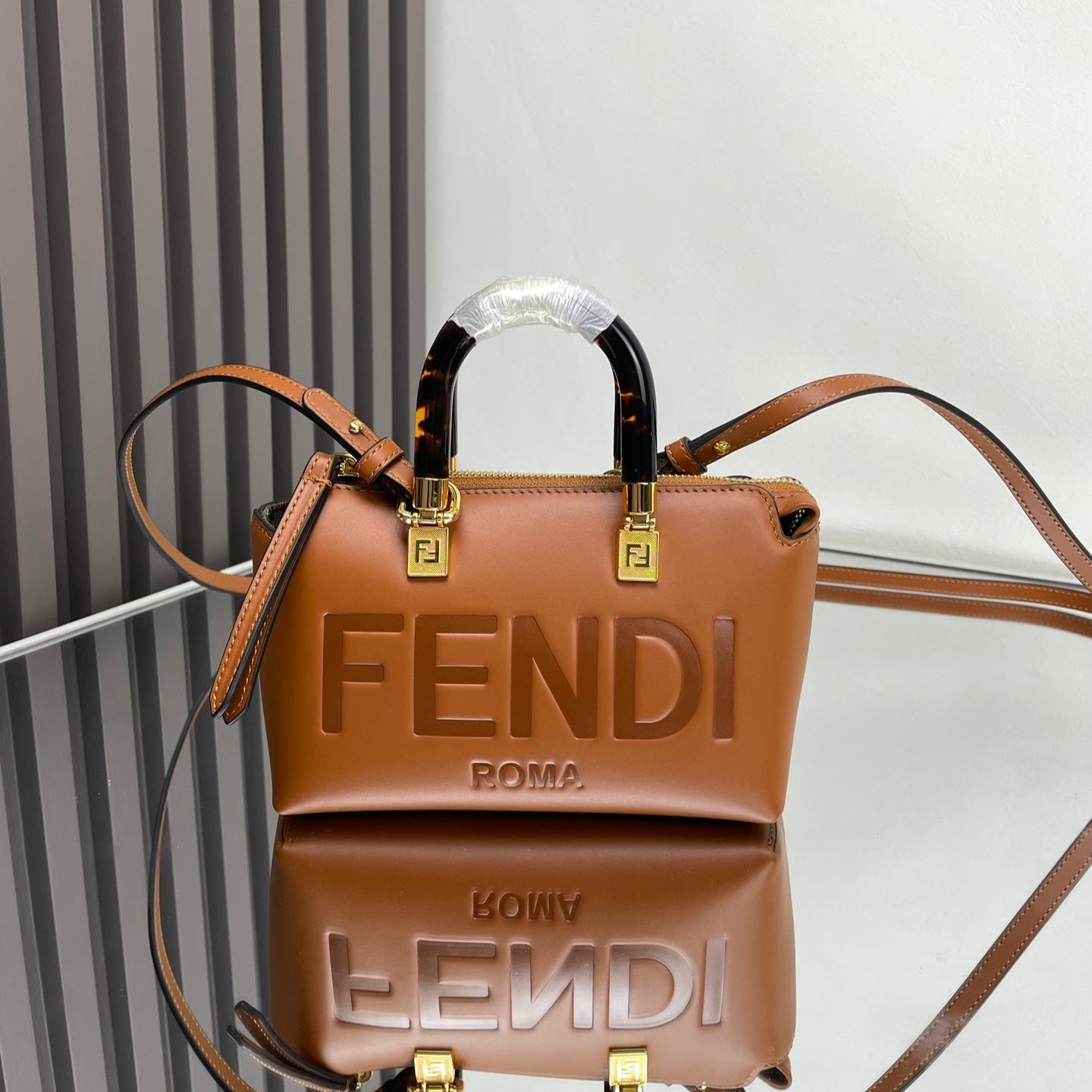 Luxury FendiBY THE WAY MINI 18 IN BURNT ORANGE EMBOSSED CALFSKIN GOLD HARDWARE