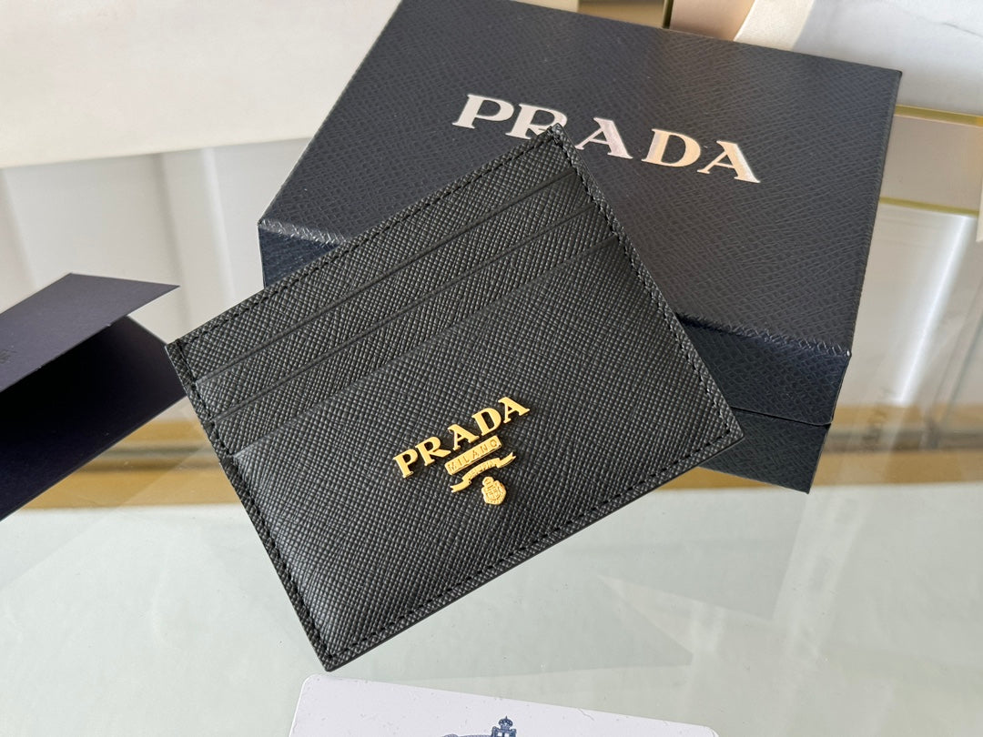 Luxury Prada10 CARD HOLDER IN BLACK CALFSKIN