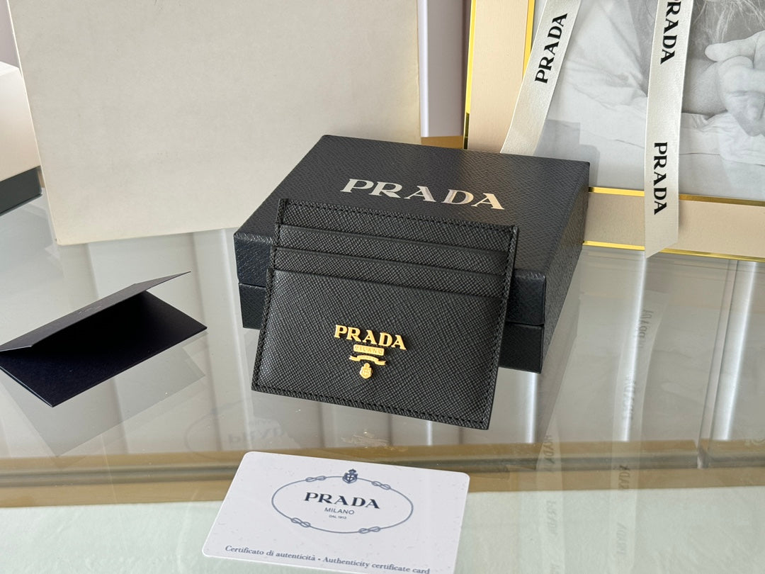 Luxury Prada10 CARD HOLDER IN BLACK CALFSKIN