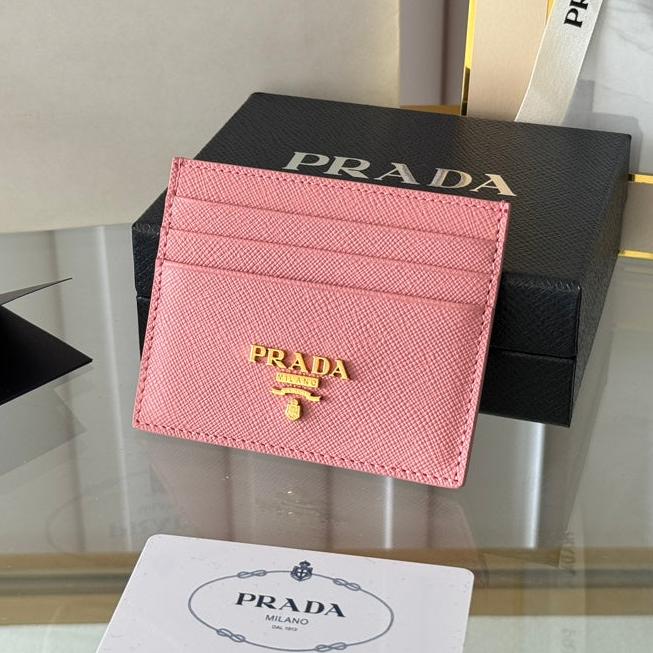 Luxury Prada10 CARD HOLDER IN LIGHT PINK CALFSKIN
