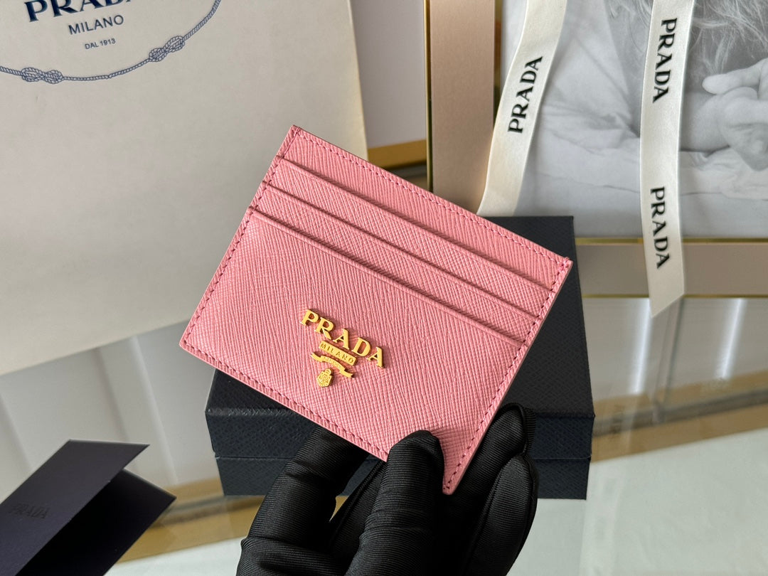 Luxury Prada10 CARD HOLDER IN LIGHT PINK CALFSKIN