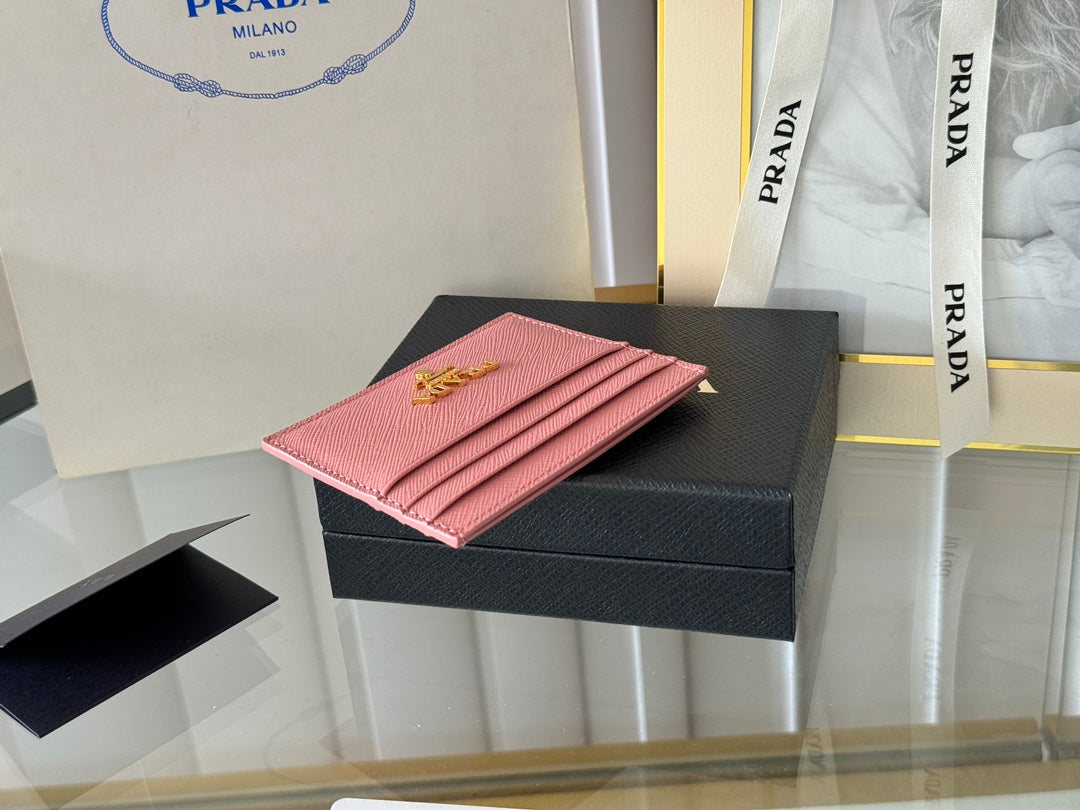 Luxury Prada10 CARD HOLDER IN LIGHT PINK CALFSKIN