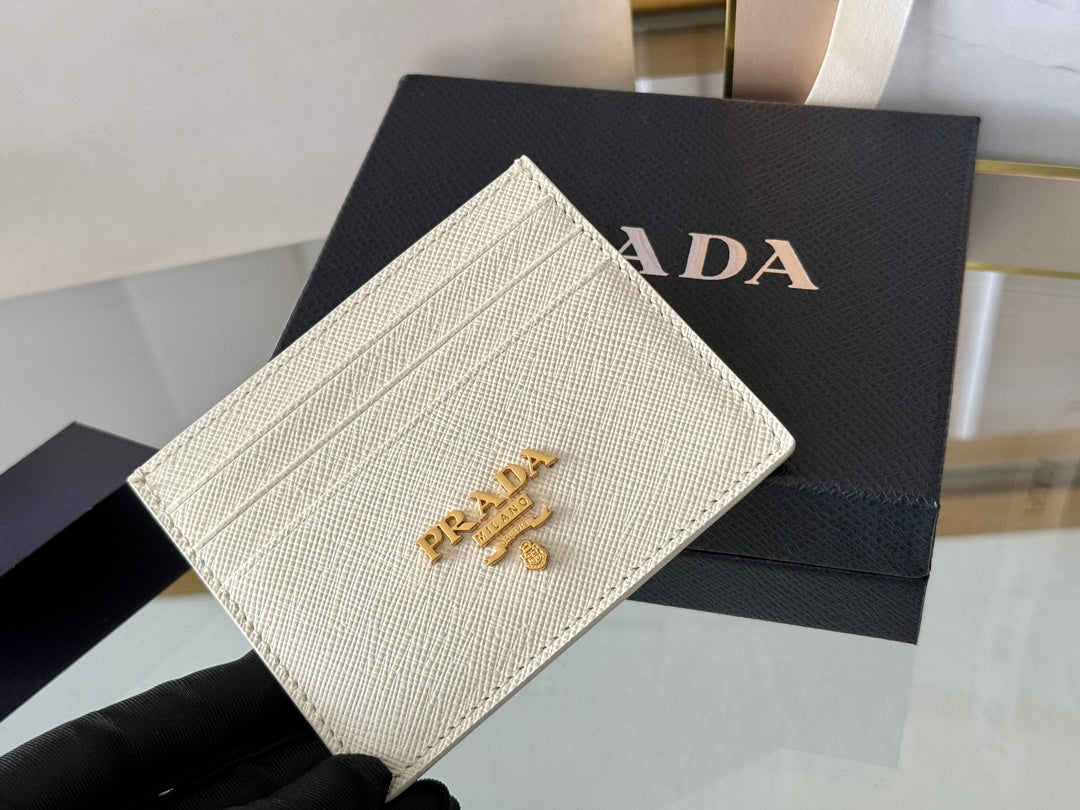 Luxury Prada10 CARD HOLDER IN WHITE CALFSKIN