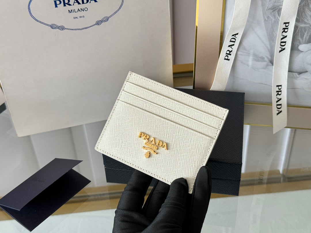 Luxury Prada10 CARD HOLDER IN WHITE CALFSKIN