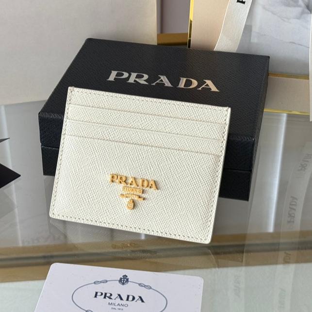 Luxury Prada10 CARD HOLDER IN WHITE CALFSKIN