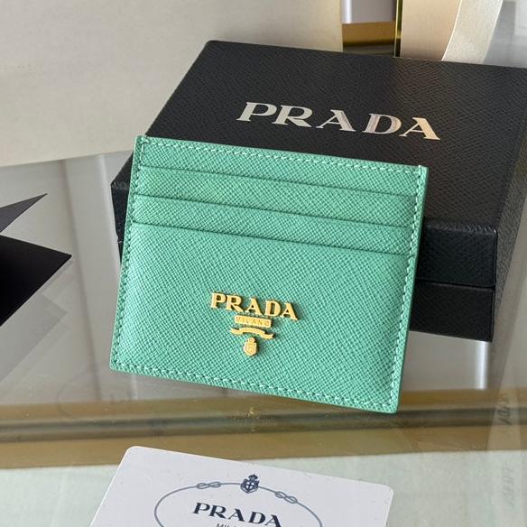 Luxury Prada10 CARD HOLDER IN SEAFOAM GREEN CALFSKIN