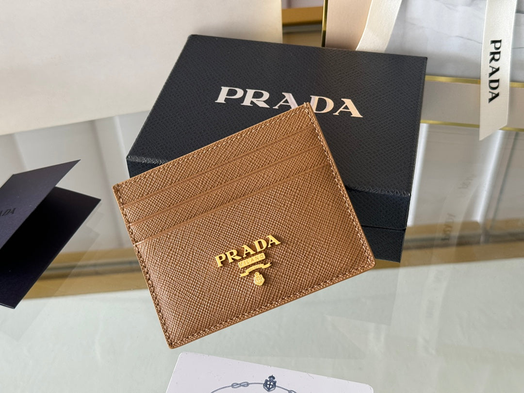 Luxury Prada10 CARD HOLDER IN COFFEE BROWN CALFSKIN
