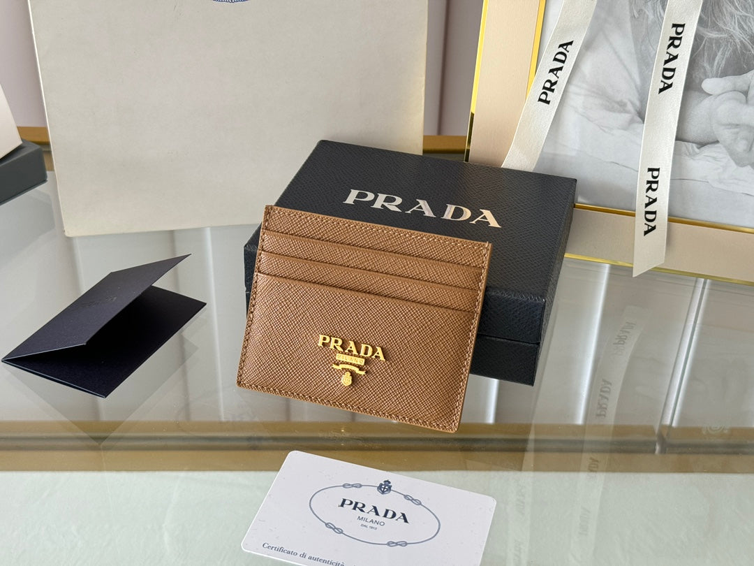 Luxury Prada10 CARD HOLDER IN COFFEE BROWN CALFSKIN