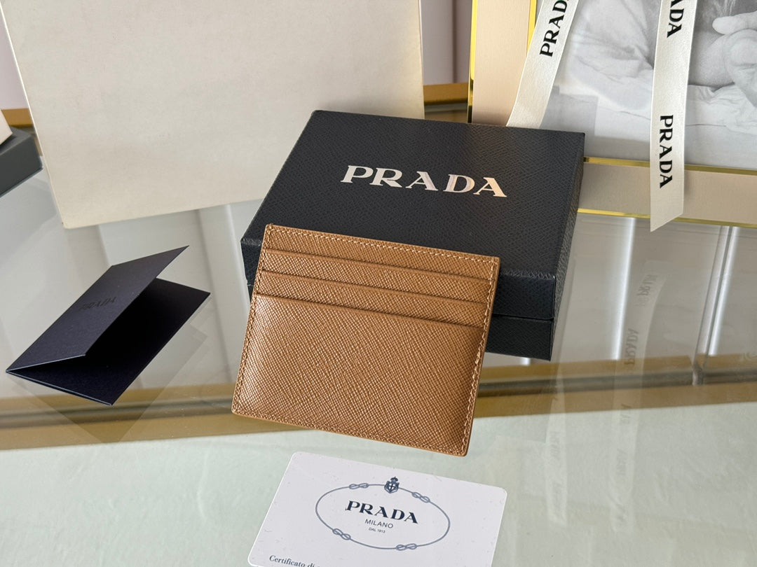 Luxury Prada10 CARD HOLDER IN COFFEE BROWN CALFSKIN