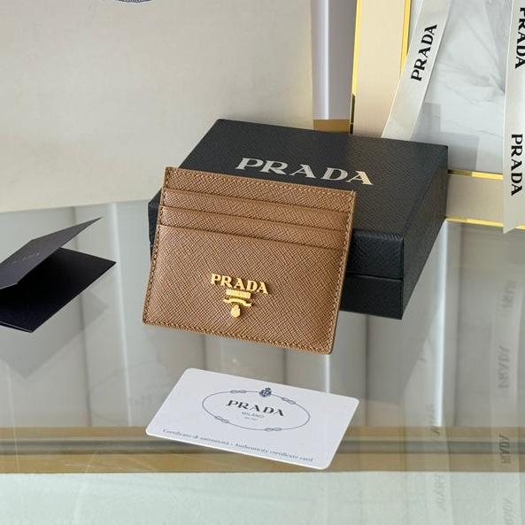 Luxury Prada10 CARD HOLDER IN COFFEE BROWN CALFSKIN