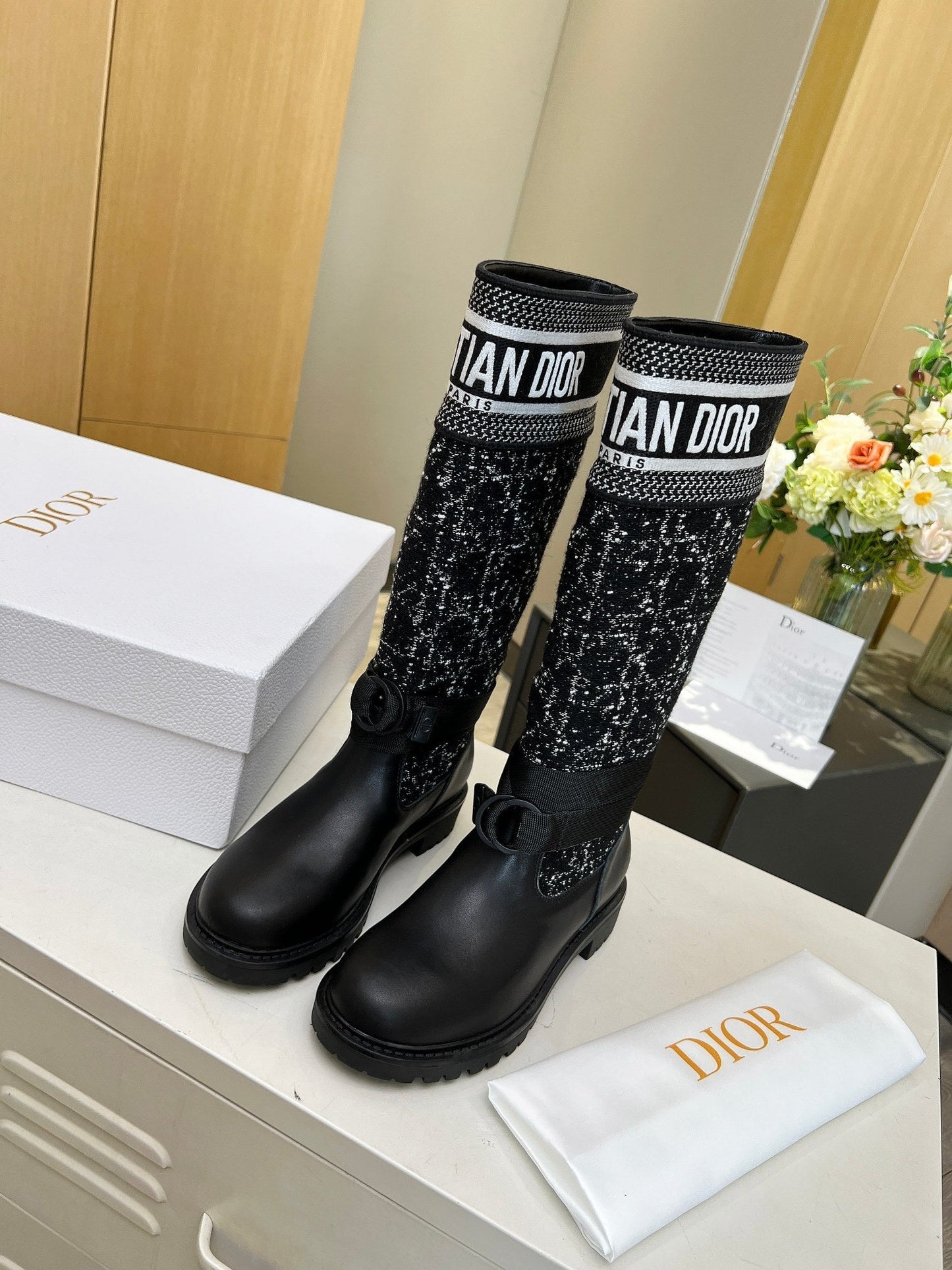 Luxury DiorD-Major Boot In Black Denim Fabric And Lambskin 107716
