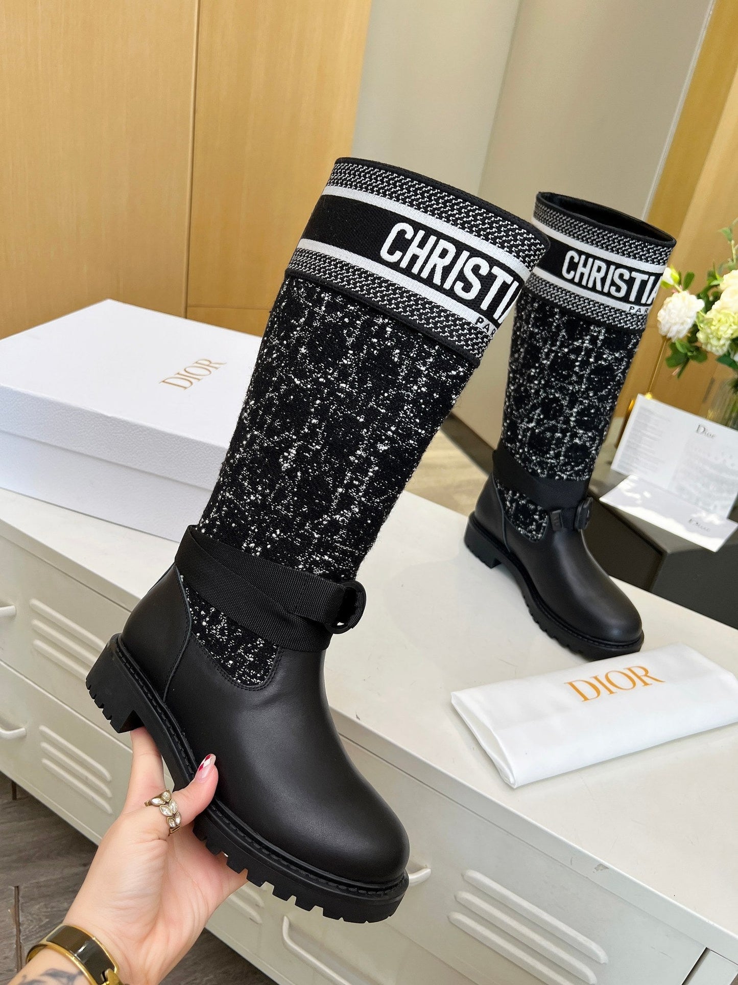 Luxury DiorD-Major Boot In Black Denim Fabric And Lambskin 107716