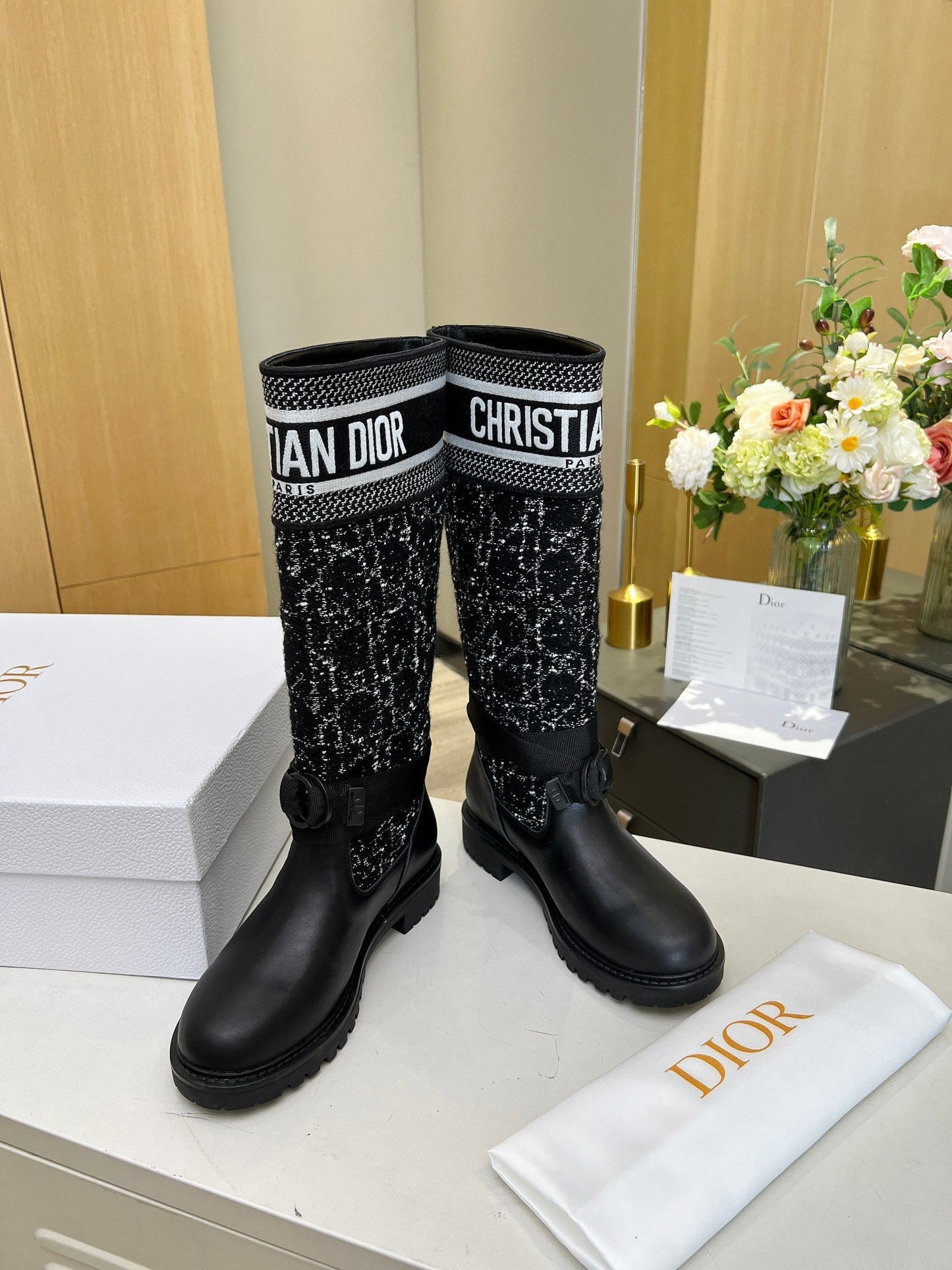 Luxury DiorD-Major Boot In Black Denim Fabric And Lambskin 107716