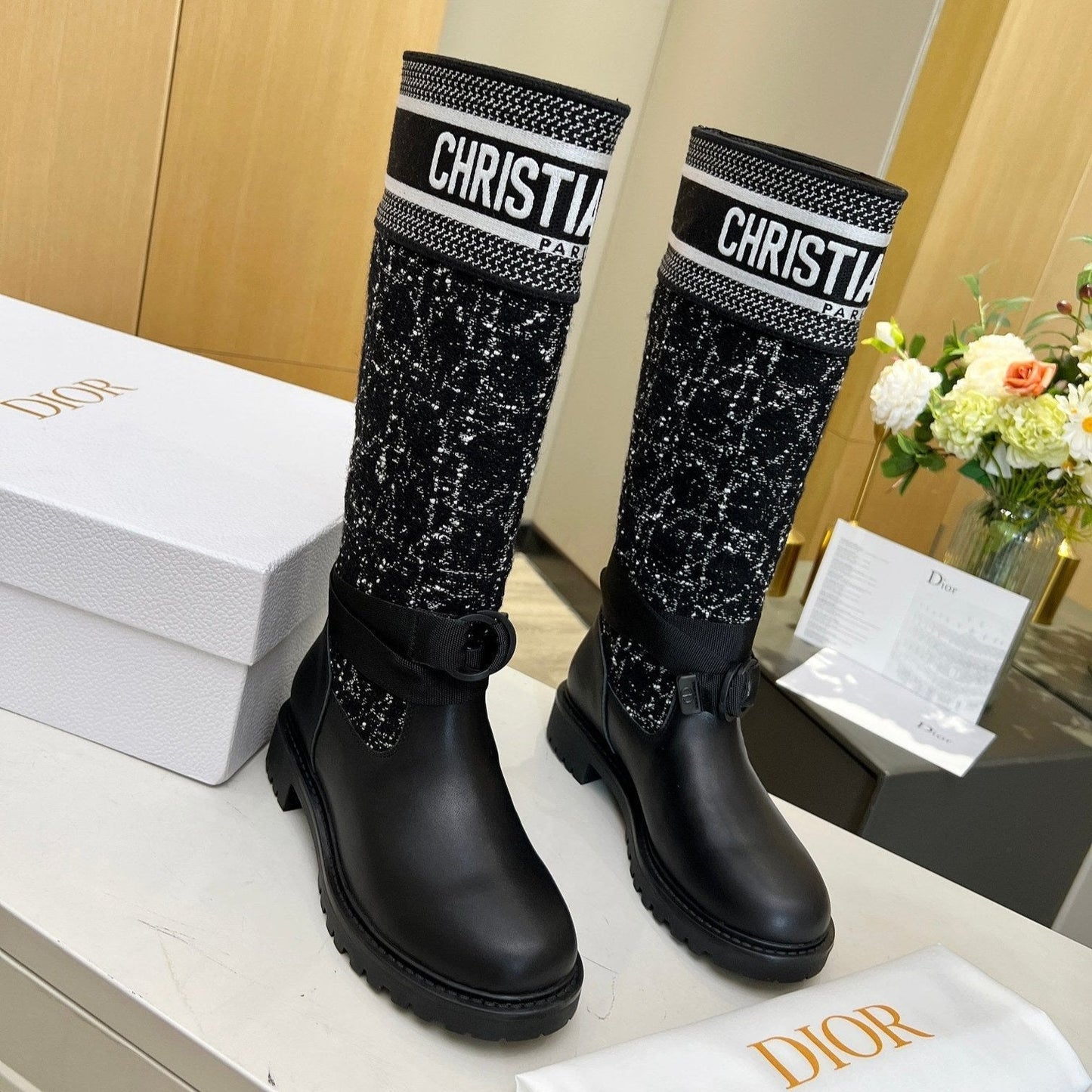 Luxury DiorD-Major Boot In Black Denim Fabric And Lambskin 107716