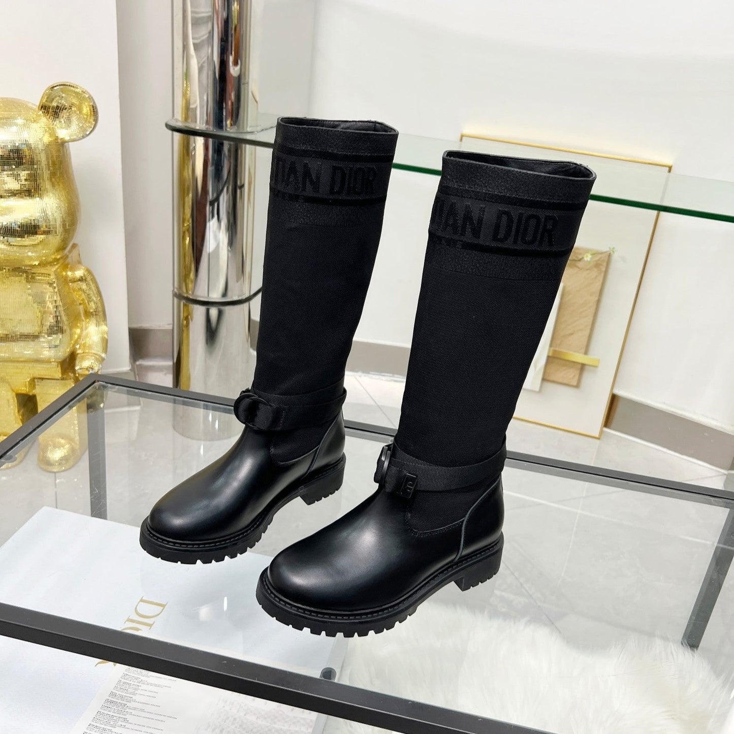 Luxury DiorD-Major Boot In Black Stretch Wool And Lambskin 107721