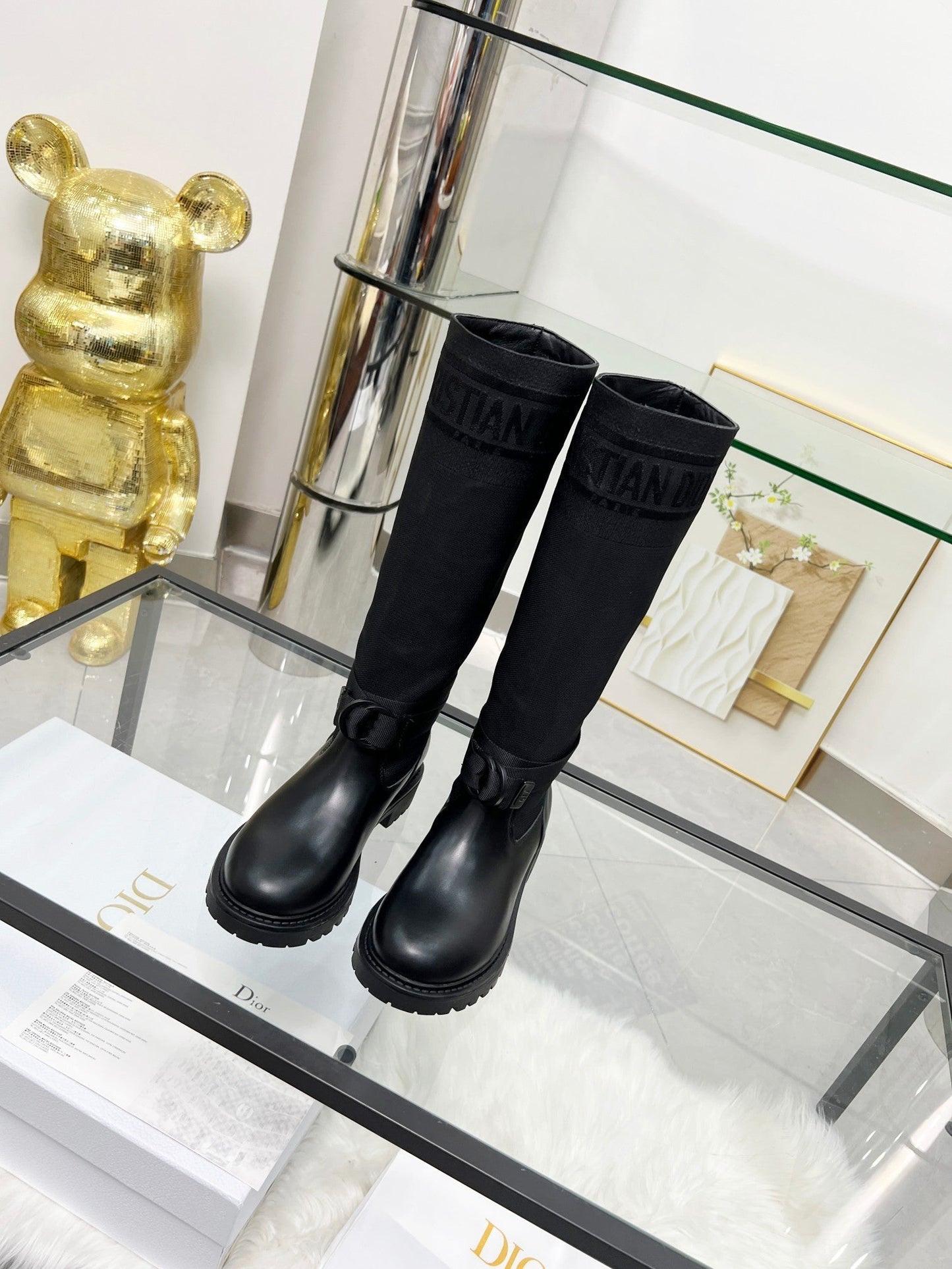 Luxury DiorD-Major Boot In Black Stretch Wool And Lambskin 107721