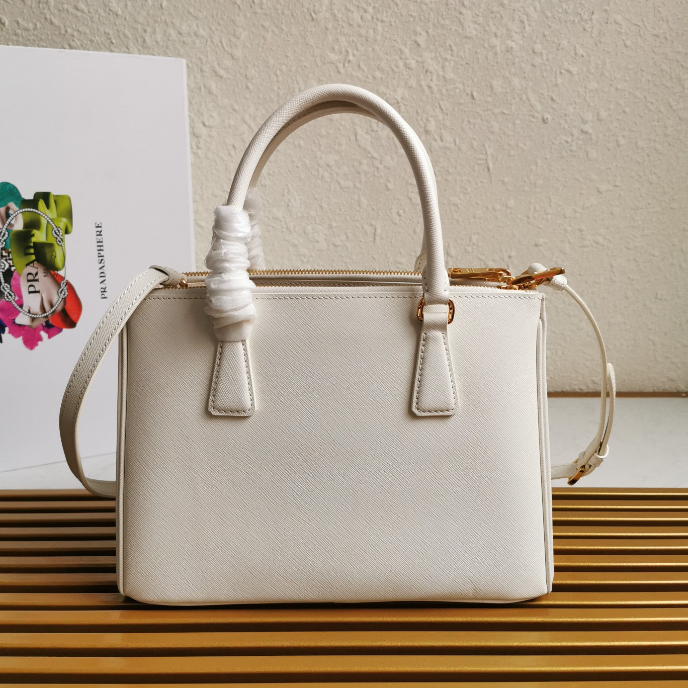 Luxury PradaGALLERIA 28 BAG IN WHITE SAFFIANO LEATHER