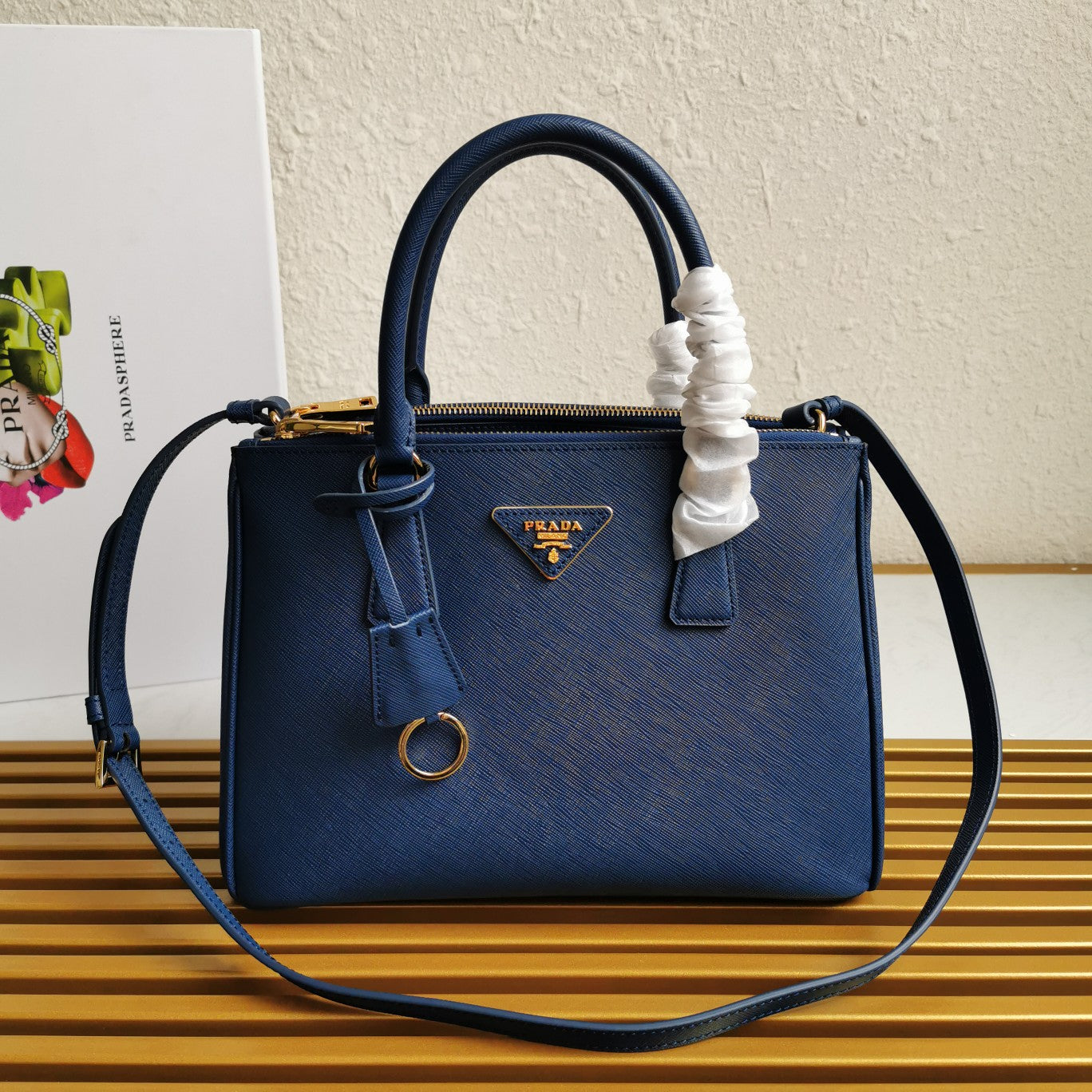 Luxury PradaGALLERIA 28 BAG IN NAVY BLUE SAFFIANO LEATHER