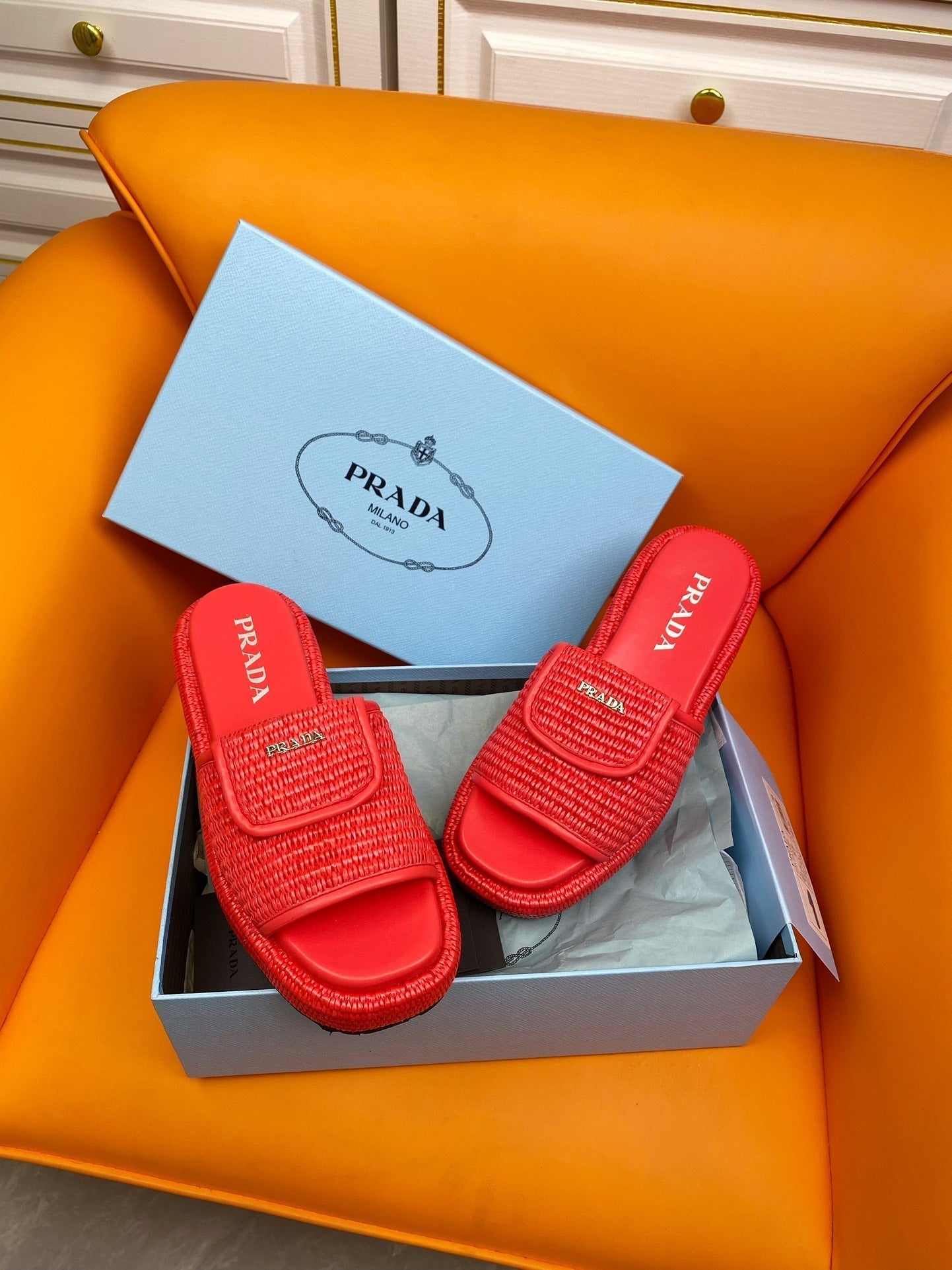 Luxury PradaCrochet Mule 20 Red