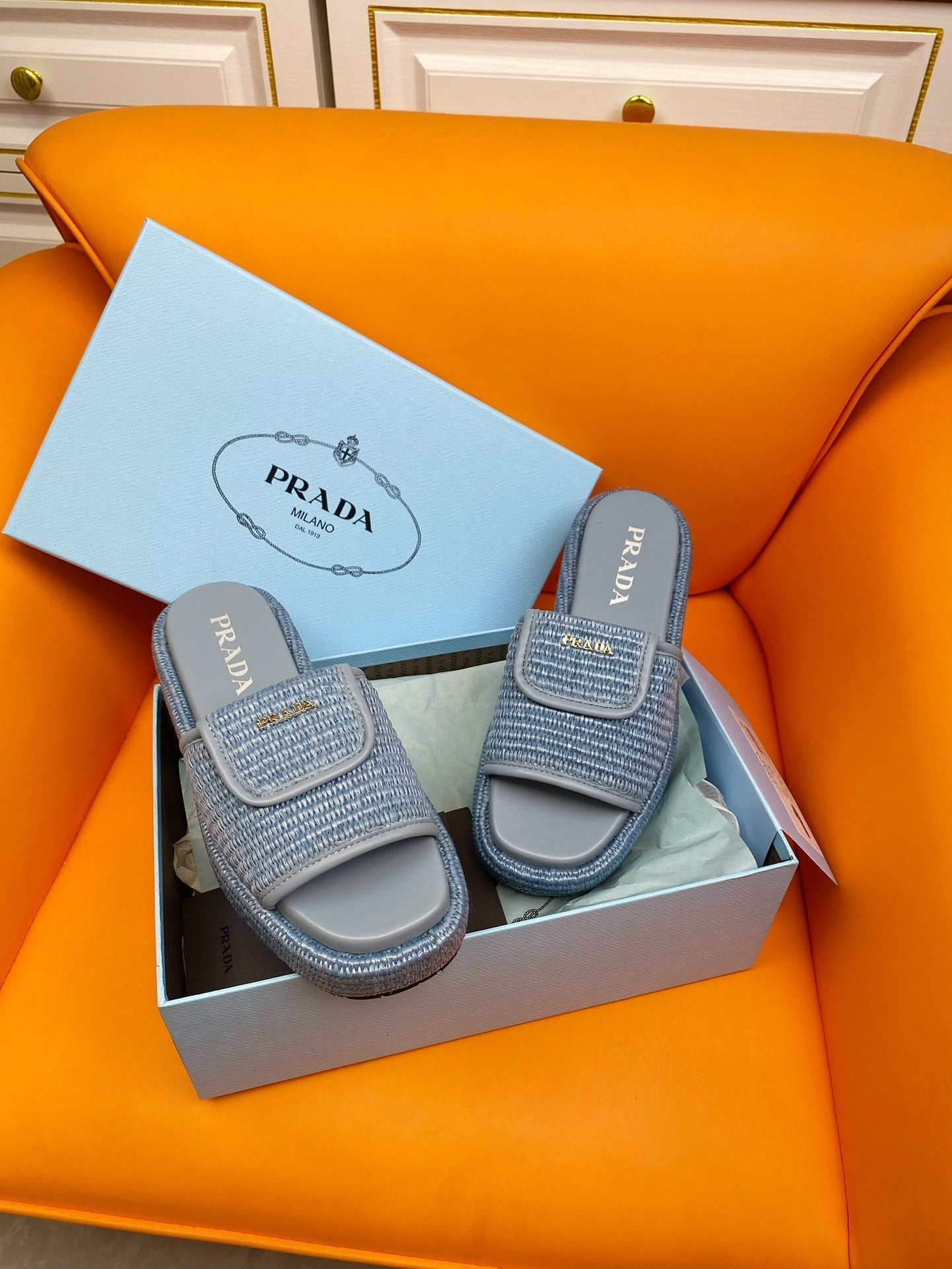 Luxury PradaCrochet Mule 20 Baby Blue
