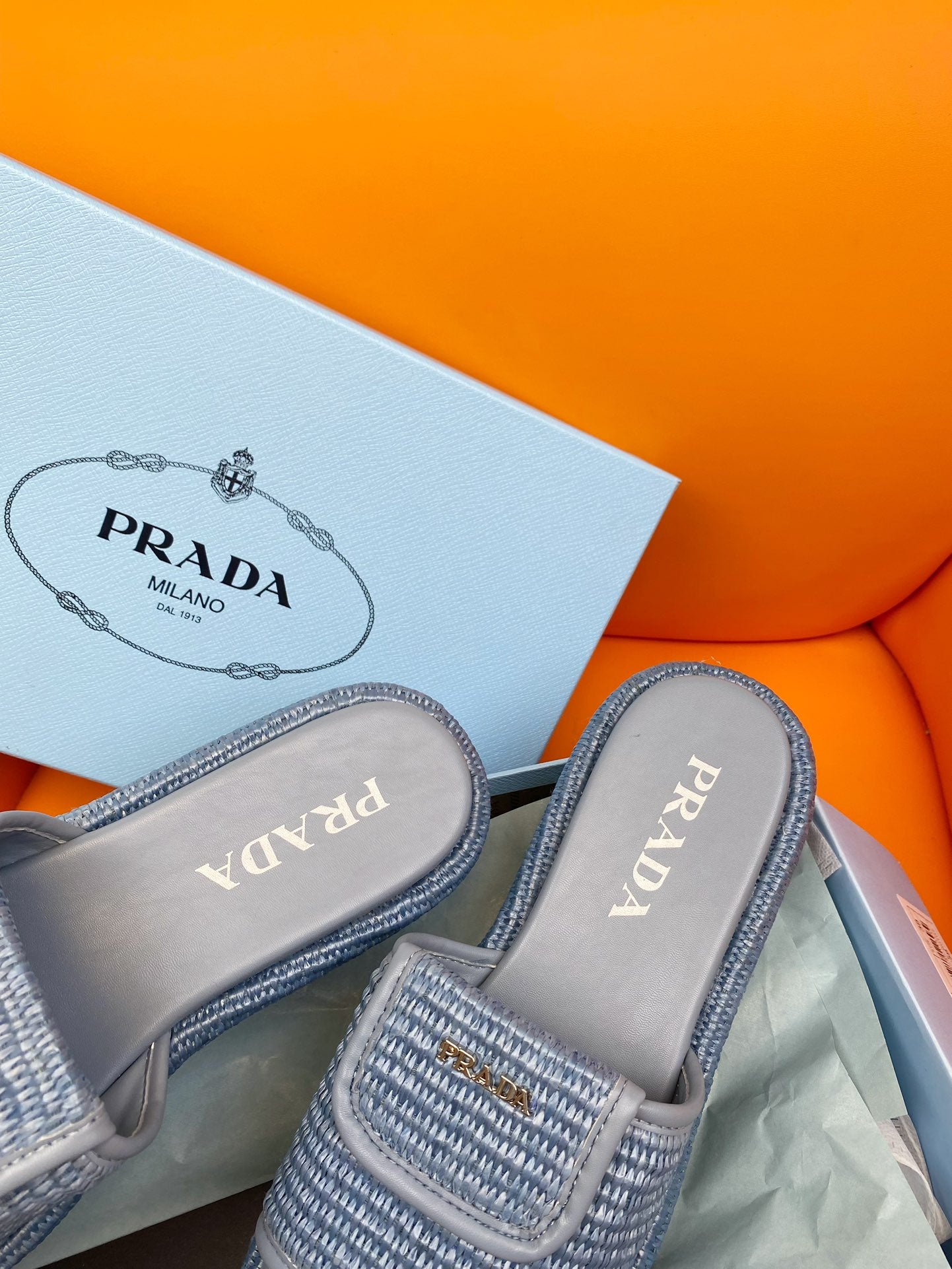 Luxury PradaCrochet Mule 20 Baby Blue