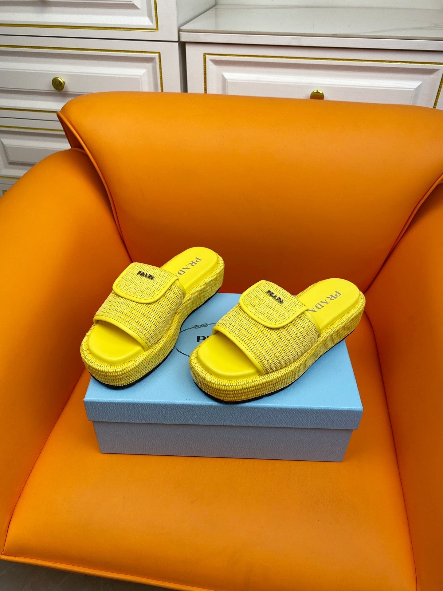 Luxury PradaCrochet Mule 20 Yellow