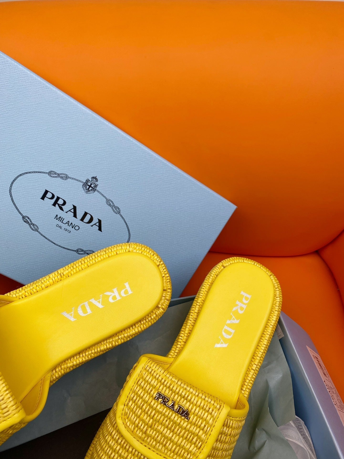 Luxury PradaCrochet Mule 20 Yellow