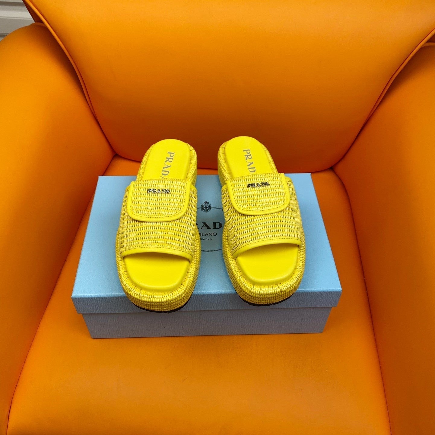 Luxury PradaCrochet Mule 20 Yellow