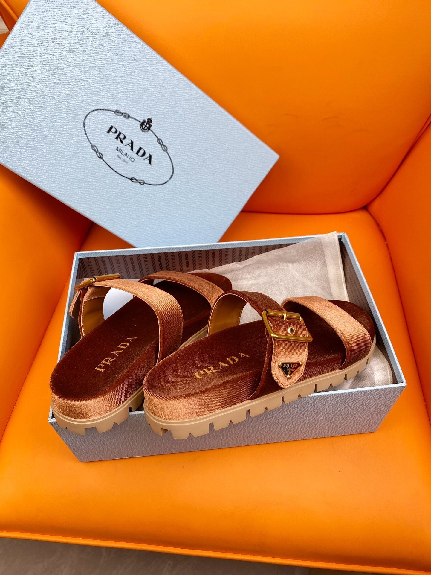 Luxury PradaSlides 10 Velvet Orange