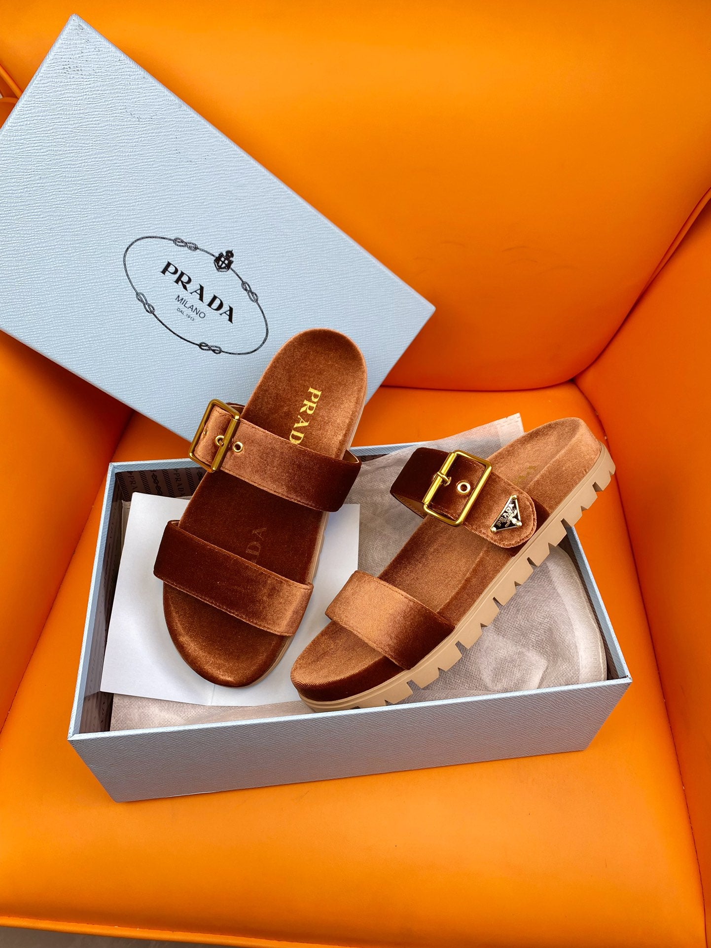 Luxury PradaSlides 10 Velvet Orange