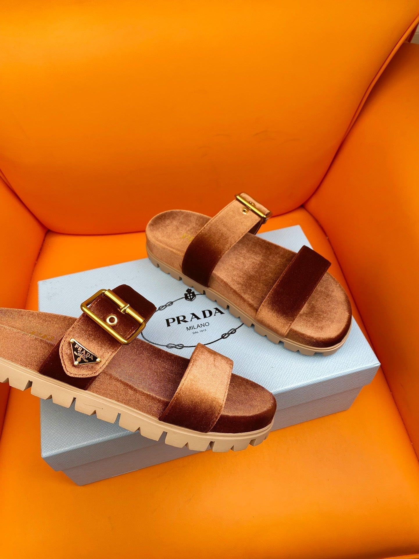 Luxury PradaSlides 10 Velvet Orange
