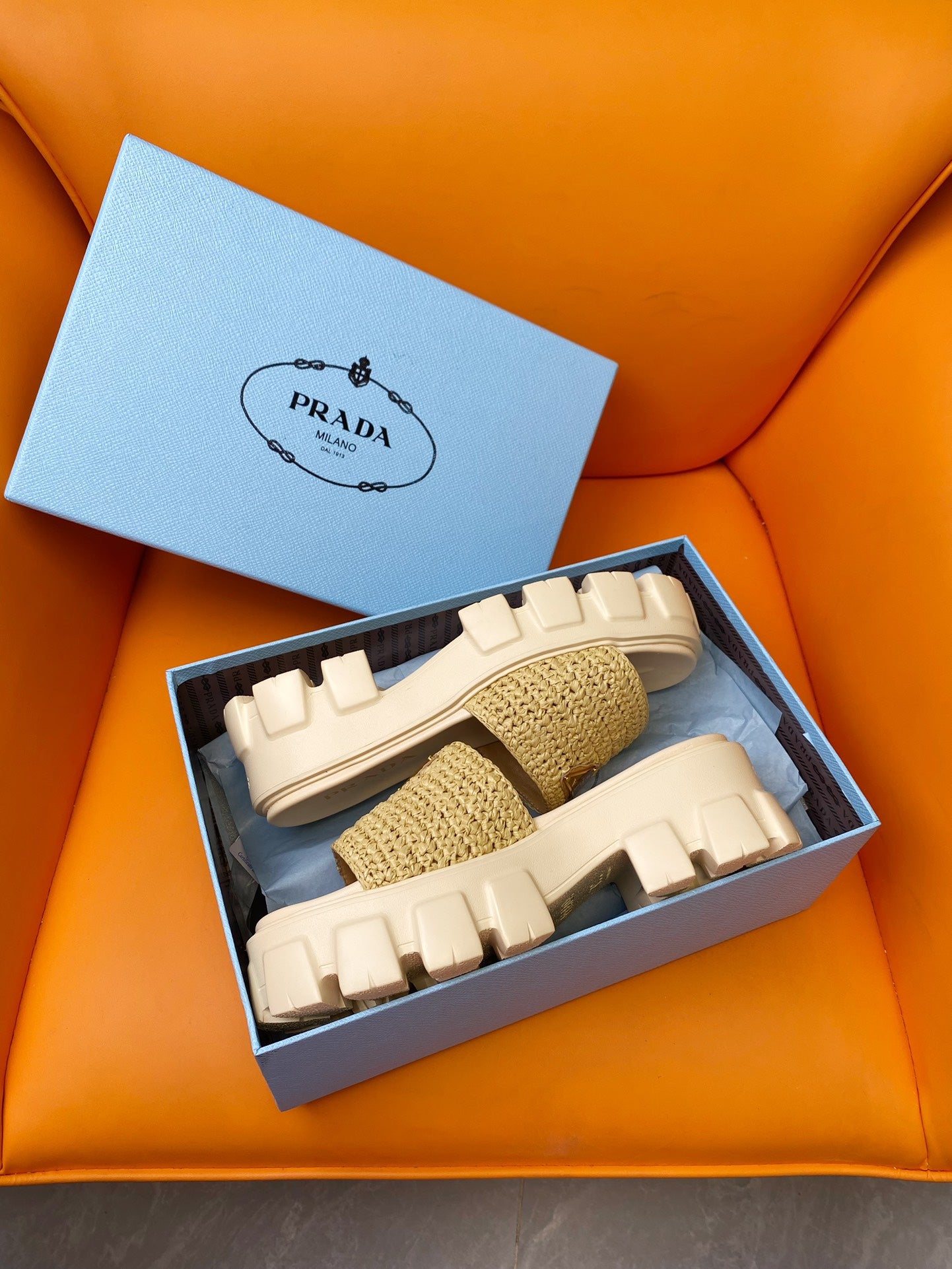 Luxury PradaWedge Sandal 60 Beige