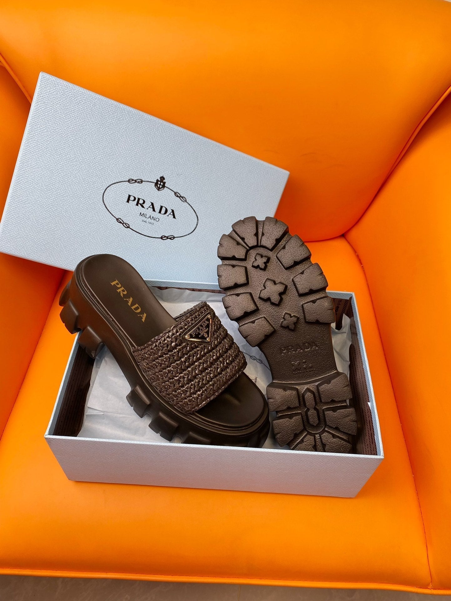 Luxury PradaWedge Sandal 60 Chocolate