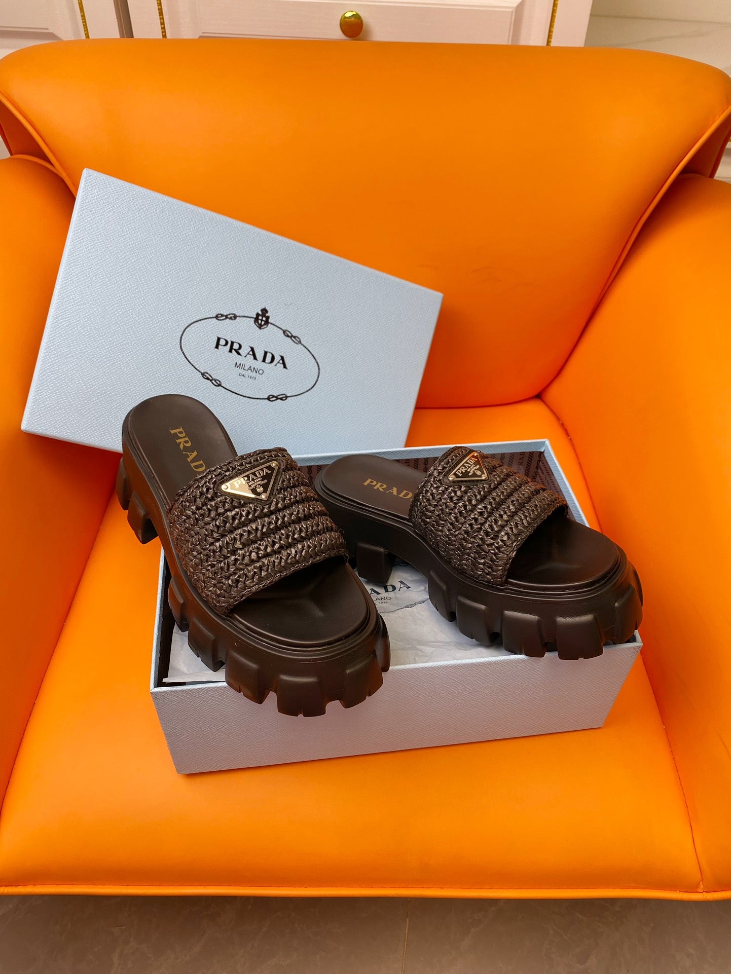 Luxury PradaWedge Sandal 60 Chocolate