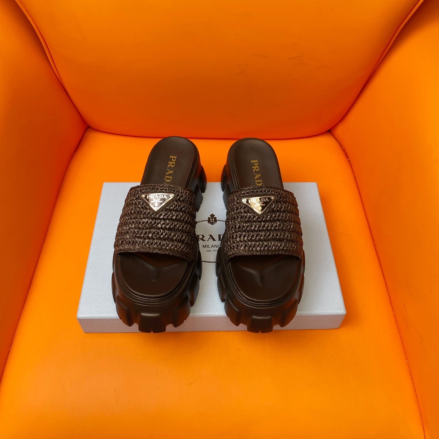 Luxury PradaWedge Sandal 60 Chocolate