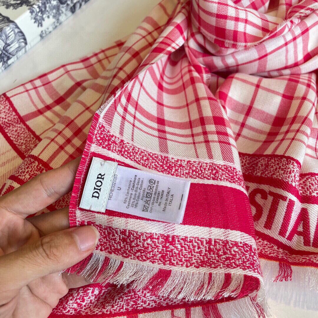 Luxury DiorSCARF 200 CM IN PUNCH PINK CASHMERE AND SILK 418335