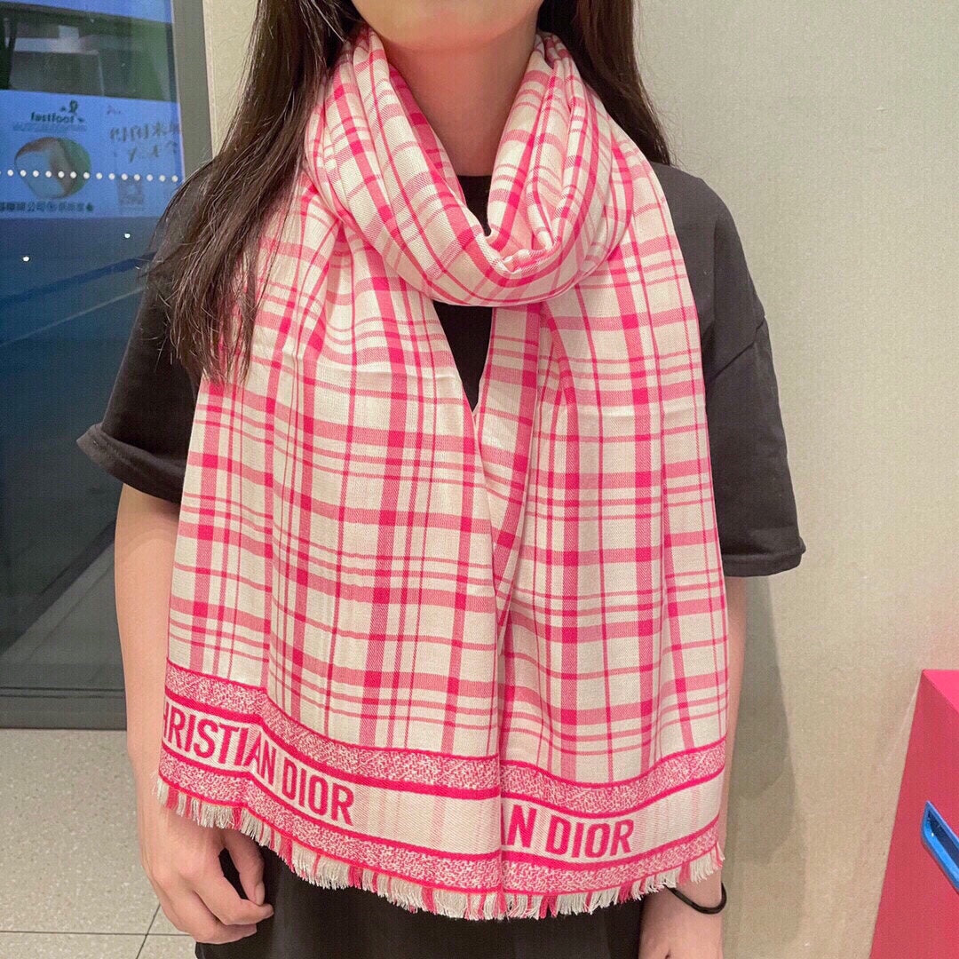 Luxury DiorSCARF 200 CM IN PUNCH PINK CASHMERE AND SILK 418335